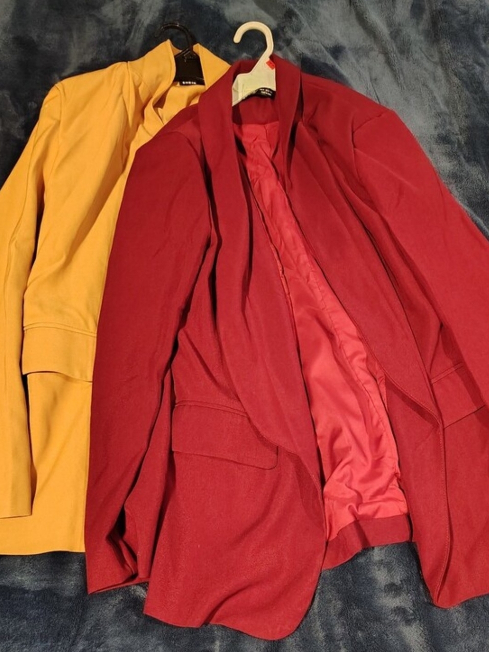 2 Pack Shein Women's Burgundy & Camel Open-Front Blazer Jackets